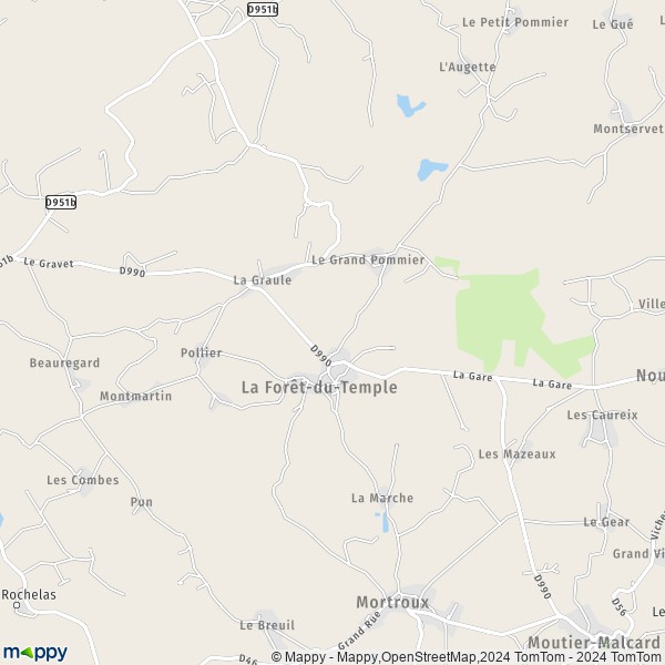 La carte pour la ville de La Forêt-du-Temple 23360