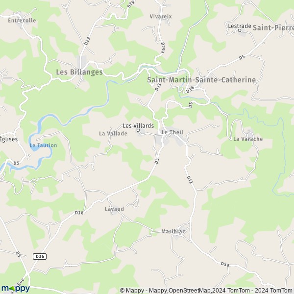 La carte pour la ville de Saint-Martin-Sainte-Catherine 23430