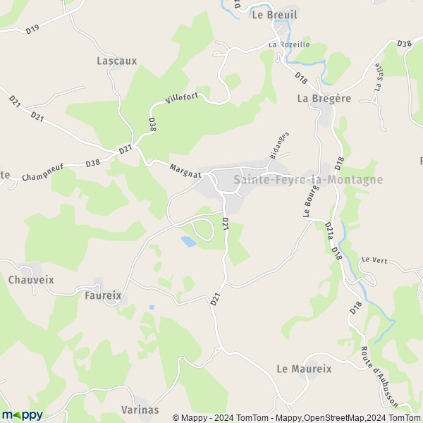 La carte pour la ville de Sainte-Feyre-la-Montagne 23500