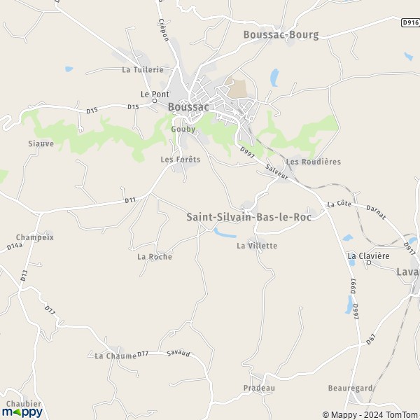 La carte pour la ville de Saint-Silvain-Bas-le-Roc 23600