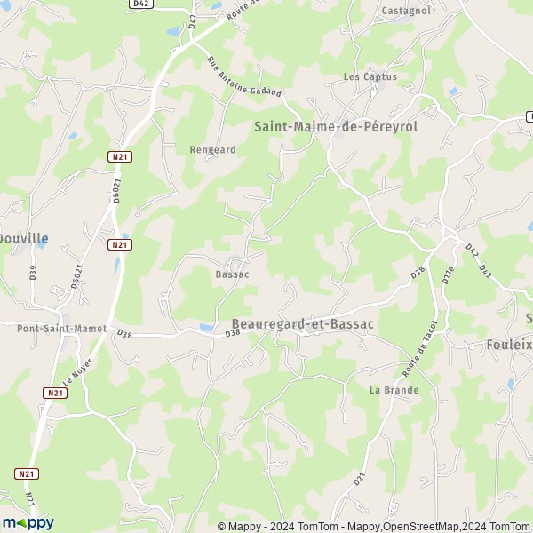 La carte pour la ville de Beauregard-et-Bassac 24140