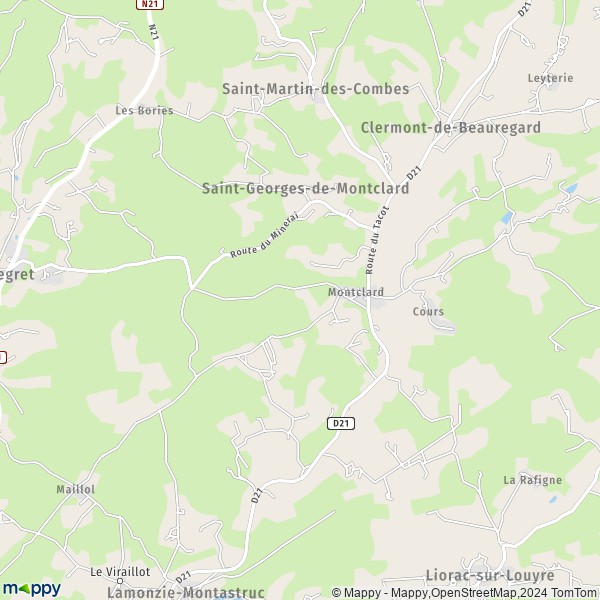 La carte pour la ville de Saint-Georges-de-Montclard 24140