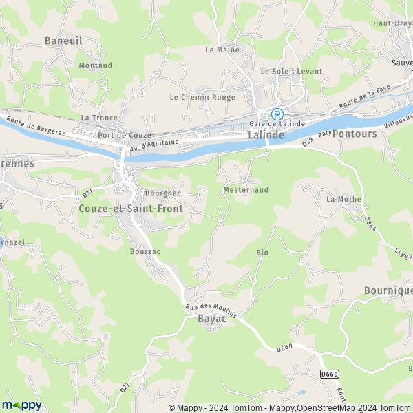 La carte pour la ville de Couze-et-Saint-Front 24150