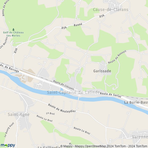 La carte pour la ville de Saint-Capraise-de-Lalinde 24150