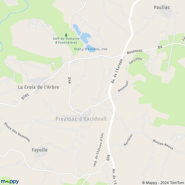 La carte pour la ville de Preyssac-d'Excideuil 24160