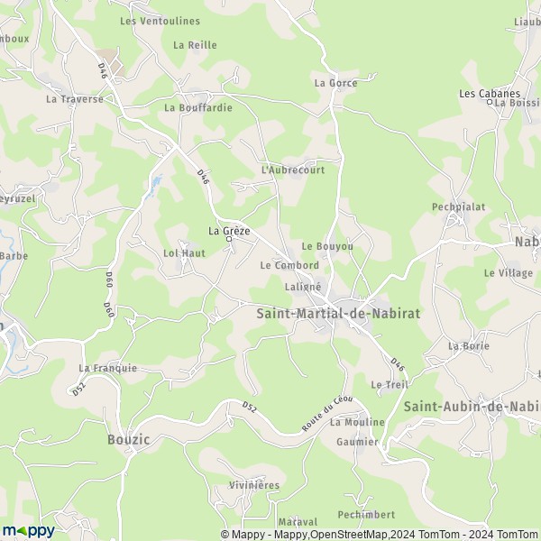 La carte pour la ville de Saint-Martial-de-Nabirat 24250