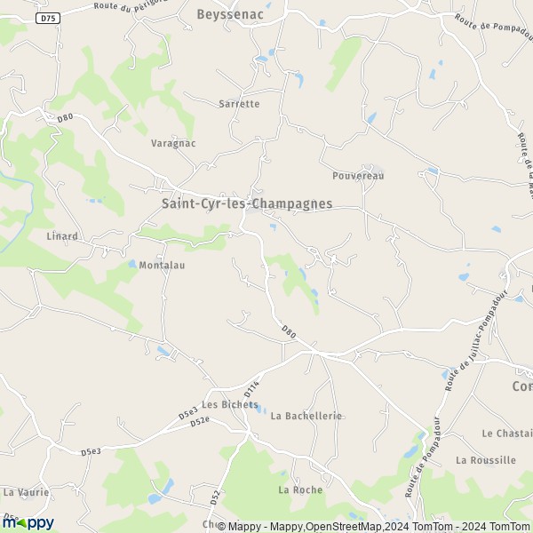 La carte pour la ville de Saint-Cyr-les-Champagnes 24270