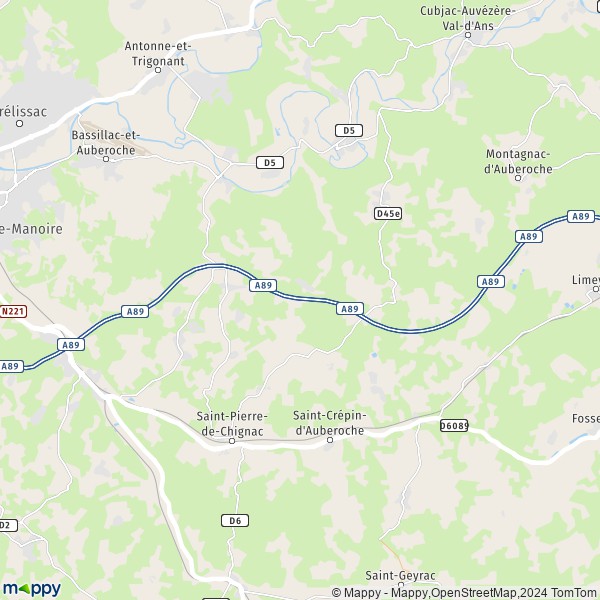 La carte pour la ville de Milhac-d'Auberoche, 24330 Bassillac-et-Auberoche
