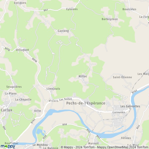 La carte pour la ville de Orliaguet, 24370 Pechs-de-l'Espérance