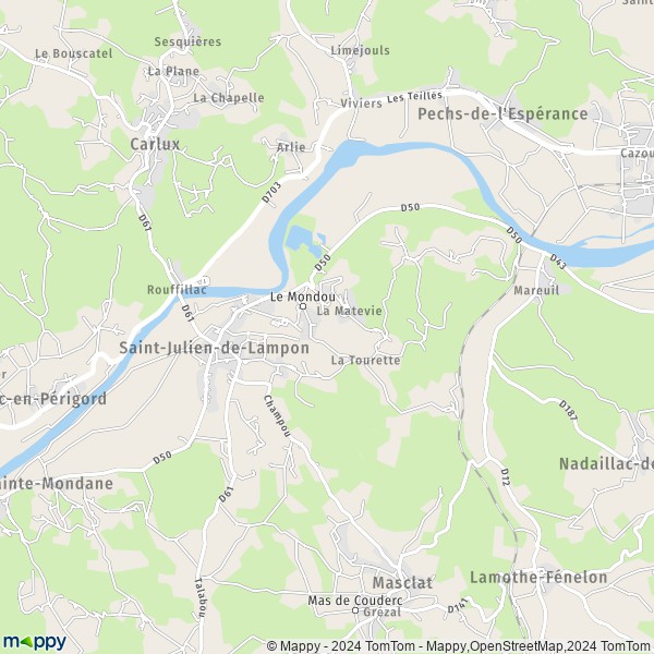 La carte pour la ville de Saint-Julien-de-Lampon 24370