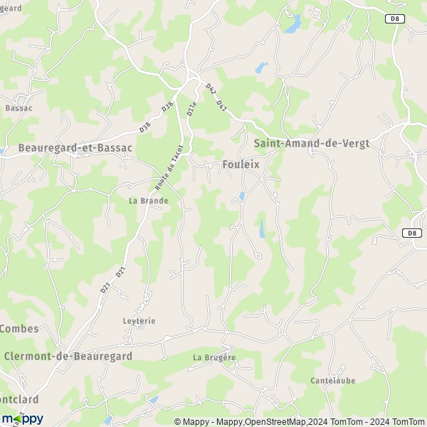 La carte pour la ville de Fouleix 24380