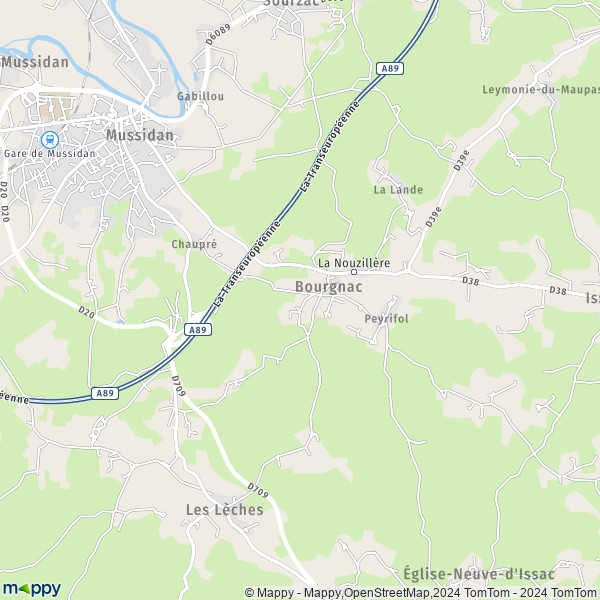 La carte pour la ville de Bourgnac 24400
