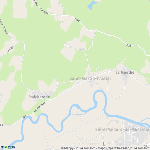 La carte pour la ville de Saint-Martin-l'Astier 24400