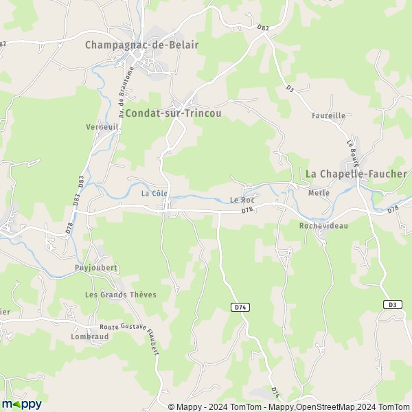 La carte pour la ville de Condat-sur-Trincou 24530