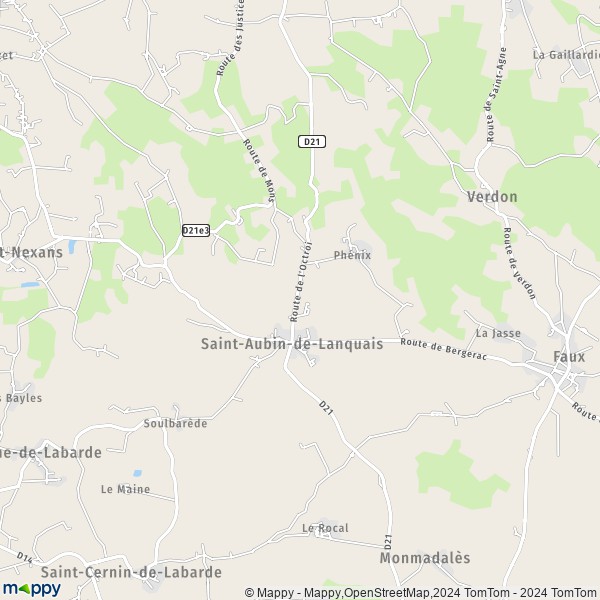 La carte pour la ville de Saint-Aubin-de-Lanquais 24560