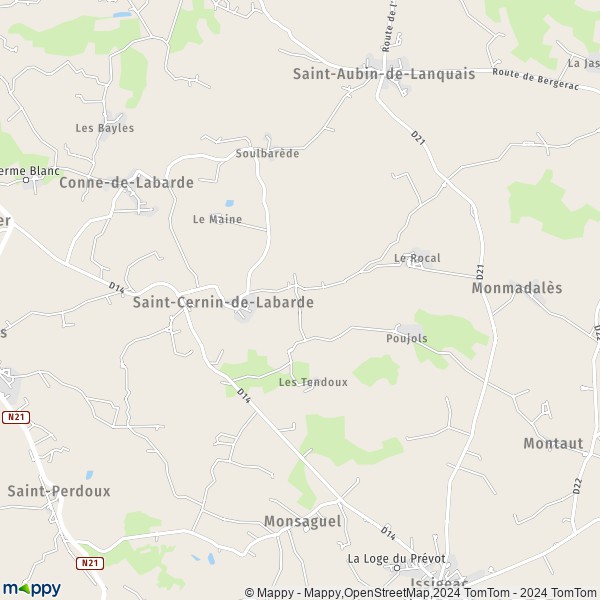 La carte pour la ville de Saint-Cernin-de-Labarde 24560