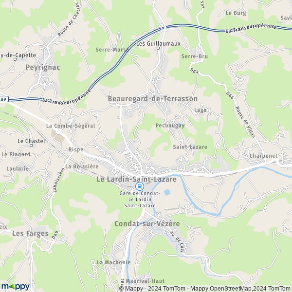 La carte pour la ville de Le Lardin-Saint-Lazare 24570