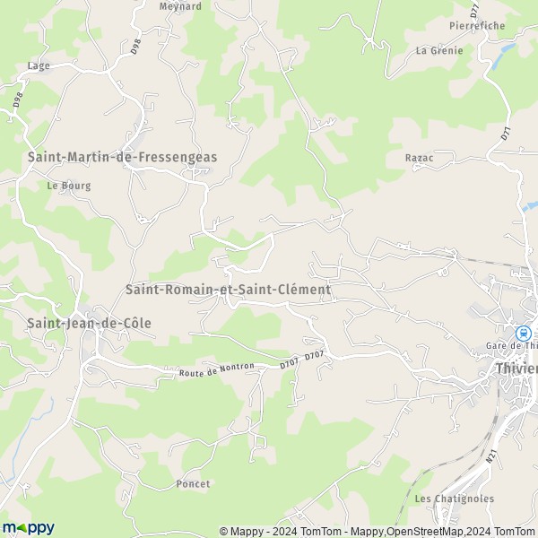 La carte pour la ville de Saint-Romain-et-Saint-Clément 24800