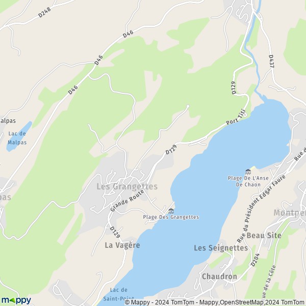 La carte pour la ville de Les Grangettes 25160