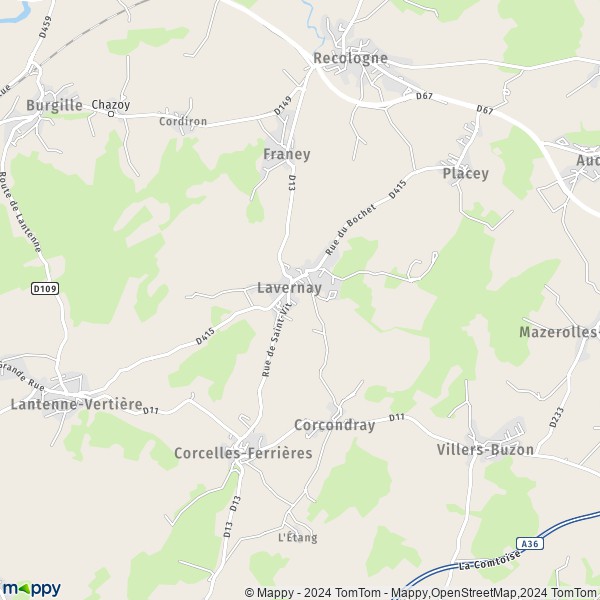 La carte pour la ville de Lavernay 25170