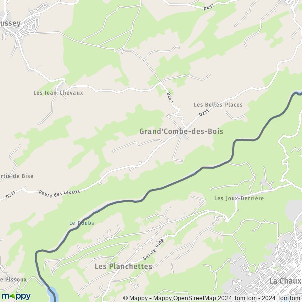 La carte pour la ville de Grand'Combe-des-Bois 25210