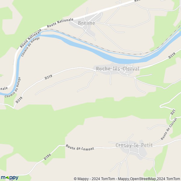 La carte pour la ville de Roche-lès-Clerval 25340
