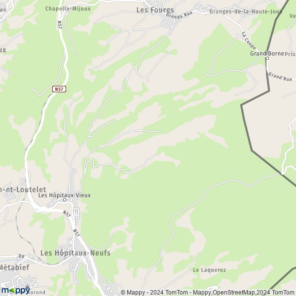 La carte pour la ville de Les Hôpitaux-Vieux 25370