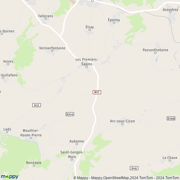 La carte pour la ville de Rantechaux, 25580 Les Premiers-Sapins