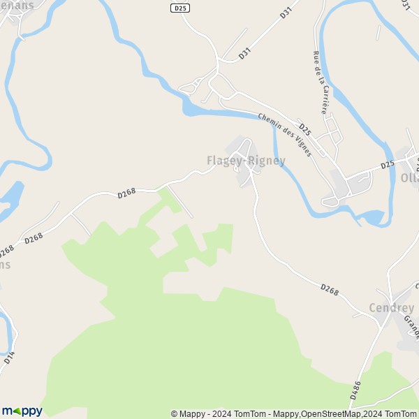 La carte pour la ville de Flagey-Rigney 25640