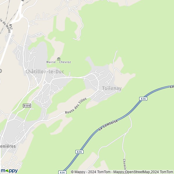 La carte pour la ville de Tallenay 25870