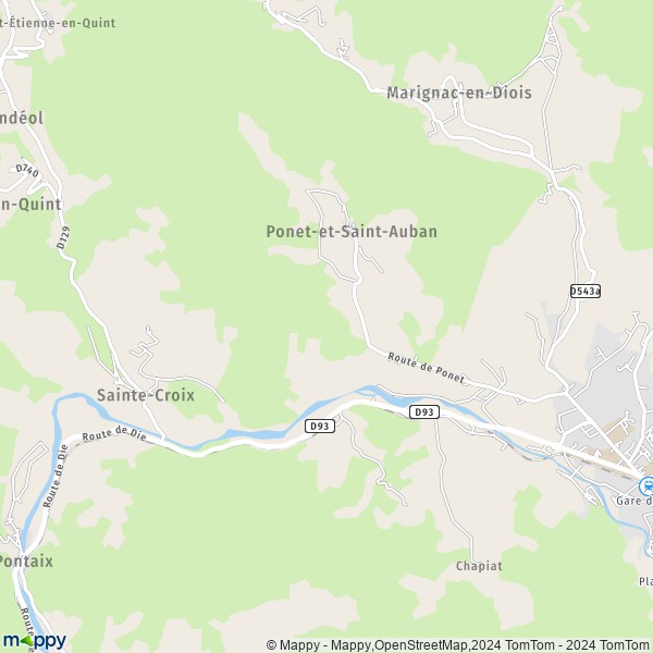 La carte pour la ville de Ponet-et-Saint-Auban 26150