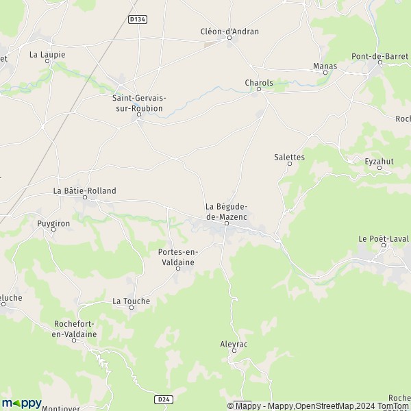 La carte pour la ville de La Bégude-de-Mazenc 26160