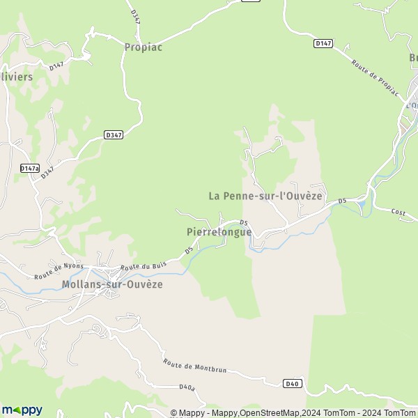 La carte pour la ville de Pierrelongue 26170