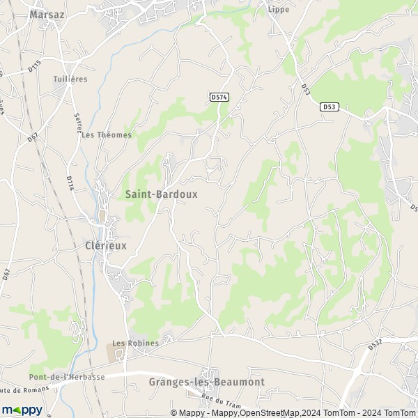 La carte pour la ville de Saint-Bardoux 26260