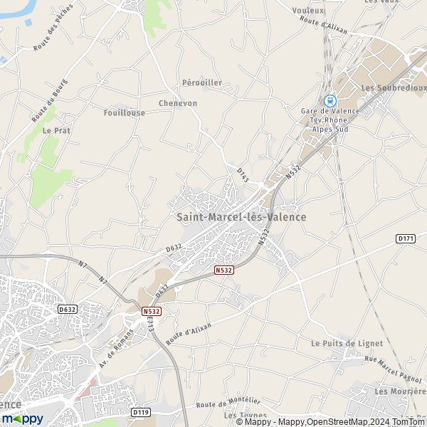La carte pour la ville de Saint-Marcel-lès-Valence 26320
