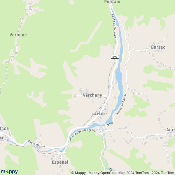 La carte pour la ville de Vercheny 26340