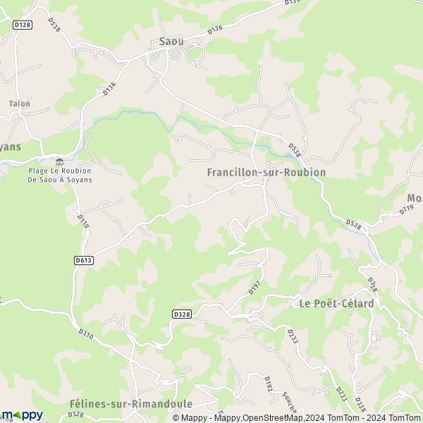 La carte pour la ville de Francillon-sur-Roubion 26400