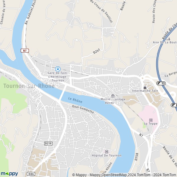 La carte pour la ville de Tain-l'Hermitage 26600