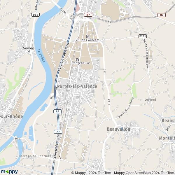 La carte pour la ville de Portes-lès-Valence 26800