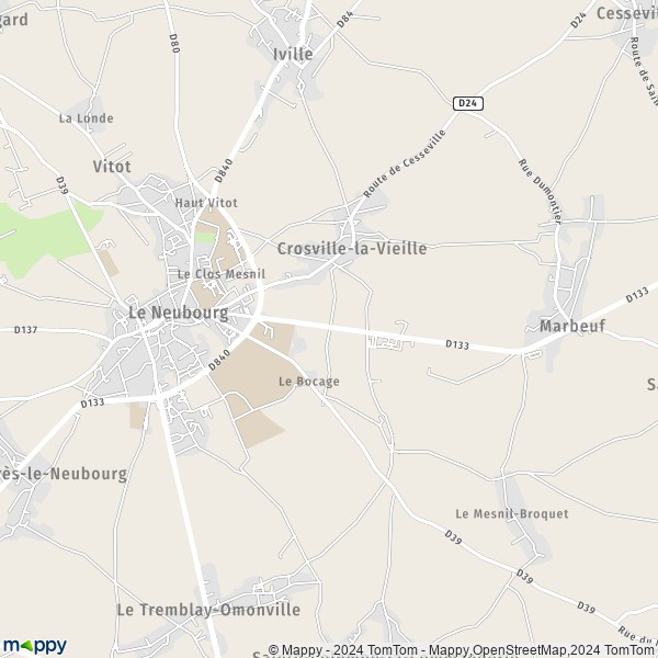 La carte pour la ville de Crosville-la-Vieille 27110