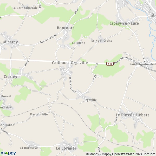 La carte pour la ville de Caillouet-Orgeville 27120