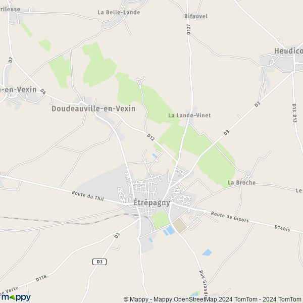 La carte pour la ville de Étrépagny 27150