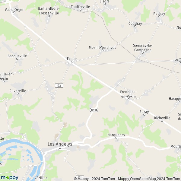 La carte pour la ville de Boisemont, 27150 Frenelles-en-Vexin