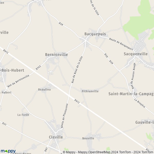 La carte pour la ville de Bernienville 27180