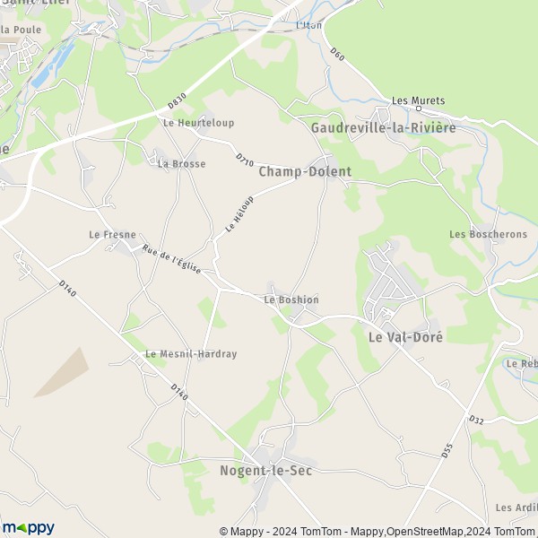 La carte pour la ville de Le Fresne, 27190 Le Val-Doré