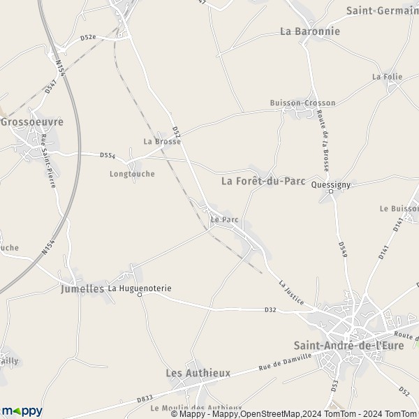 La carte pour la ville de La Forêt-du-Parc 27220