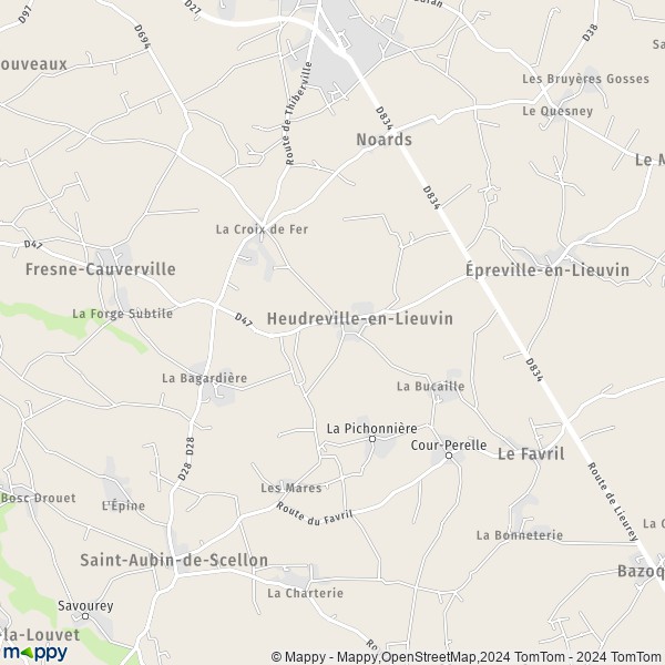 La carte pour la ville de Heudreville-en-Lieuvin 27230