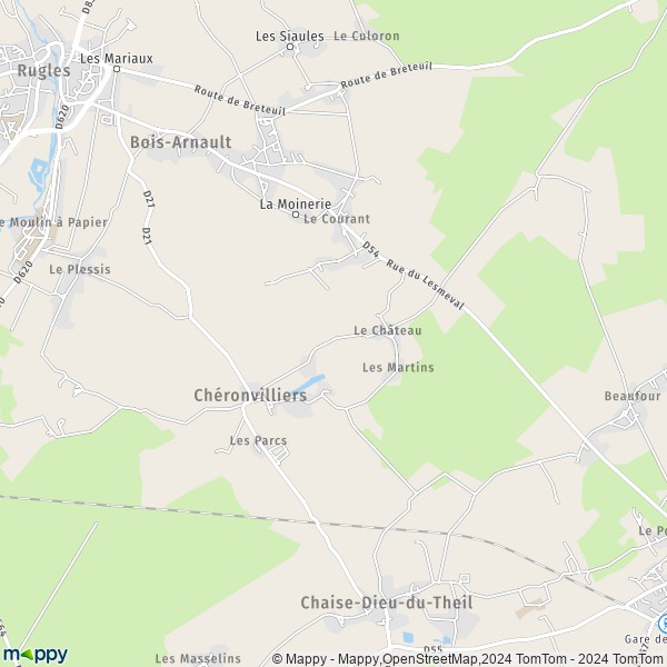 La carte pour la ville de Chéronvilliers 27250