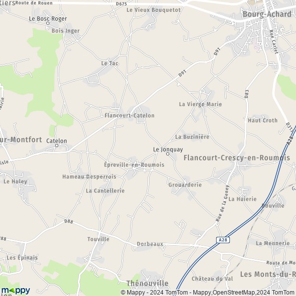 La carte pour la ville de Flancourt-Catelon, 27310 Flancourt-Crescy-en-Roumois