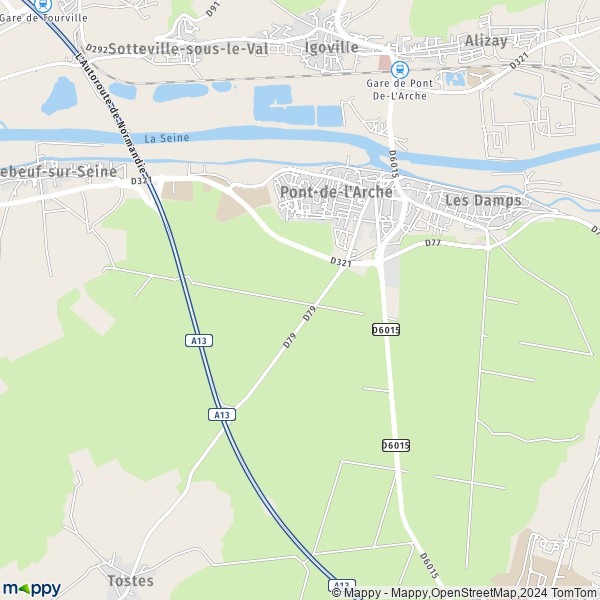 La carte pour la ville de Pont-de-l'Arche 27340
